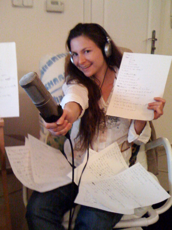 Jessica in our office doing voice over.jpg